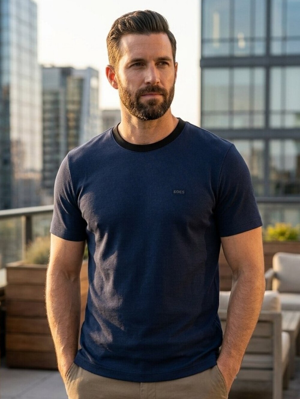 BOSS Men's Navy Short-Sleeve Crew Neck T-Shirt